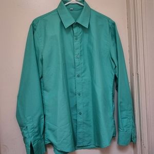 Mens Long Sleeve Button Down Dress Shirt Green XL.Preowned.